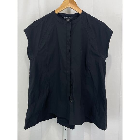 ATHLETA Performance Poplin Popover Button Front Shirt Short Sleeve Black Size S - Picture 1 of 11